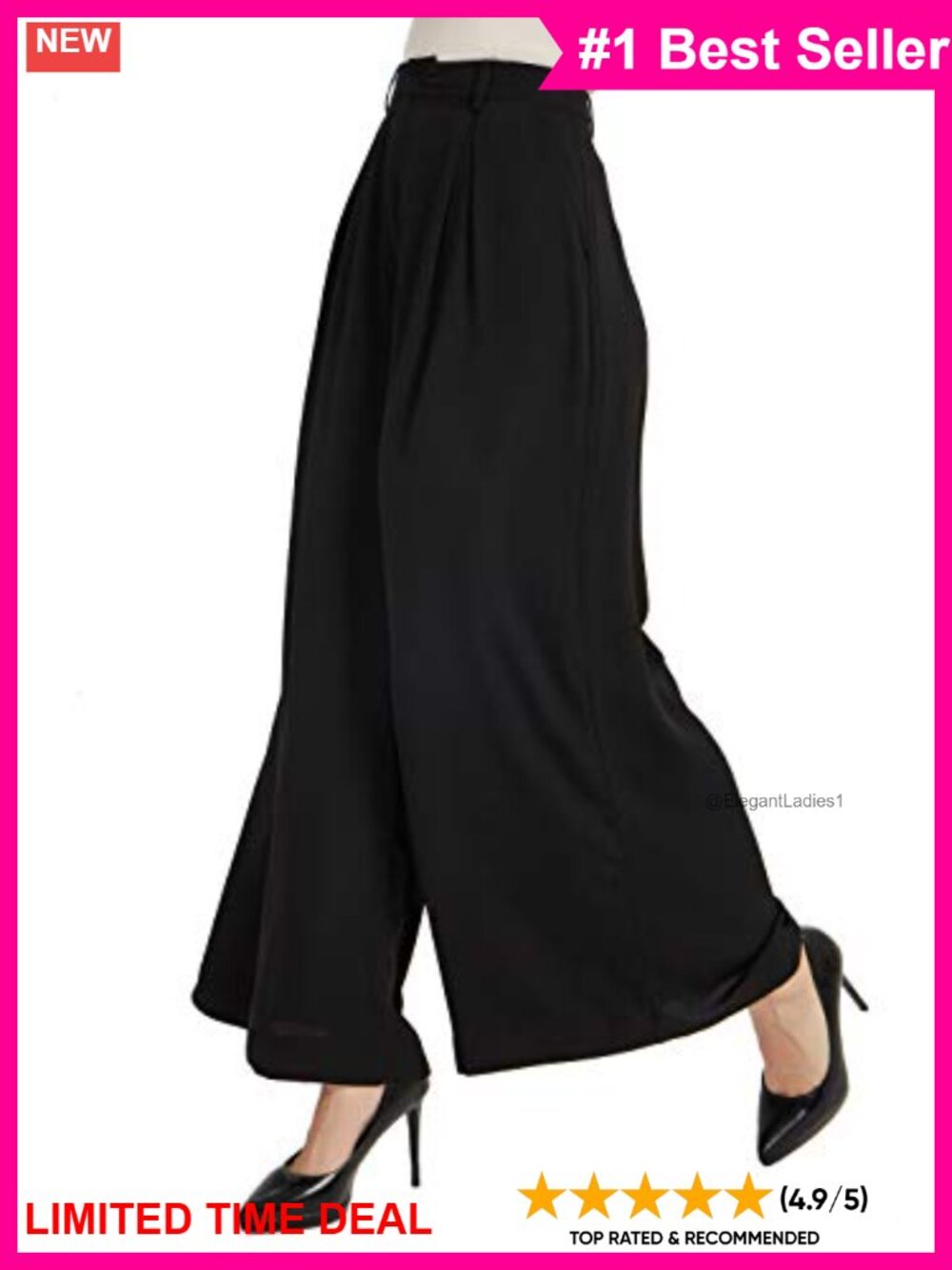 High Waist Wide Leg Palazzo Pants Pleated Business Casual Trousers